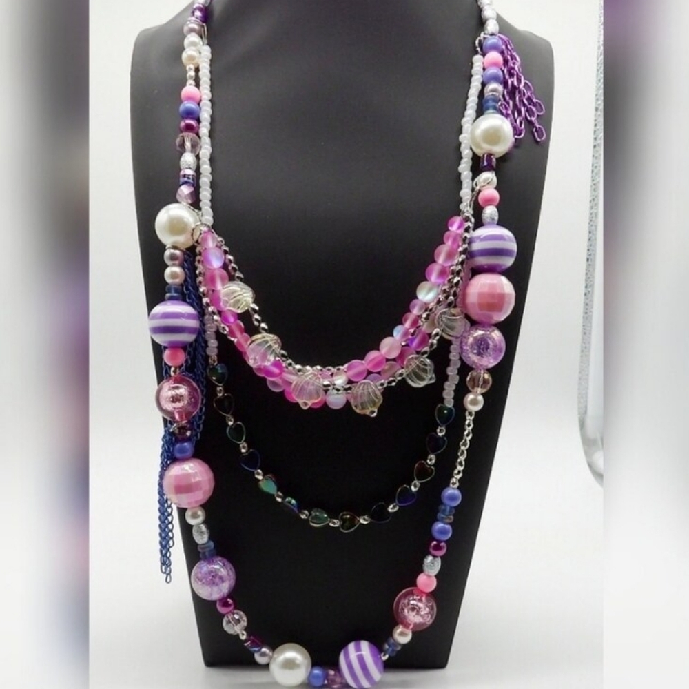 🆕️ Pink & Purples Multi Layered Necklace